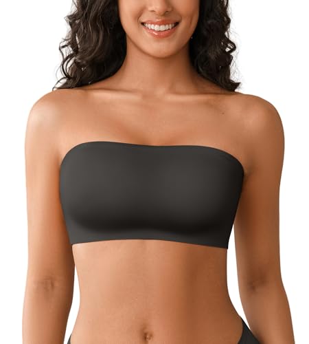 Image of DEANGELMON Strapless Bras for Women Non-Slip Silicone Bandeau Seamless Tube Top Bralette Comfy Non Padded Stretchy Stylish