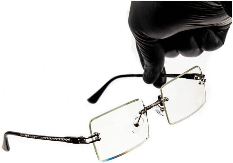 Men's Silver Metal Wire Frame Vintage Rectangle Retro Rimless Square Clear Lens Rectangular Frameless Luxury Fashion Eyeglasses Hip Hop Glasses For Men - Image 7