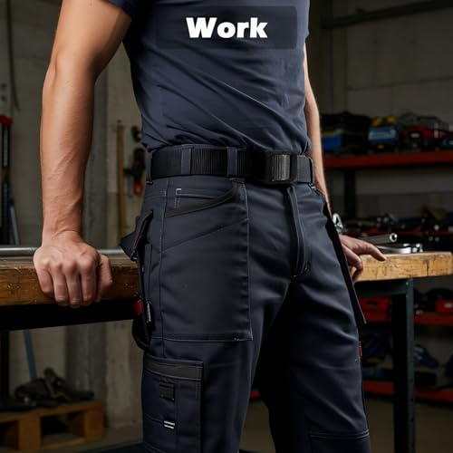 Men's Tactical Nylon Belt with Plastic Buckle Metal-Free Adjustable Webbing for Work & Outdoor3