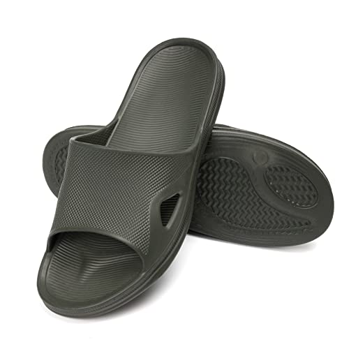Image of FUNKYMONKEY Men's Shower Slides - Non Slip Quick Drying Sandals for Men - Lightweight Pool Beach Bathroom Slippers Indoor Outdoor