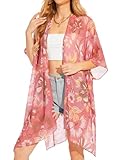 Moss Rose Women's Chiffon Long Kimono Beach Cover up for Summer Bathing Suits Cardigans Casual Loose Swimwear