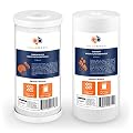 Aquaboon 5 Micron 10 x 4.5 Whole House Water Filters Cartridges Replacement Set of Carbon & Sediment Filters Compatible with FXHTC, DGD-5005, 2 Pack