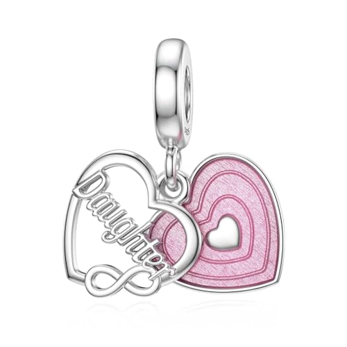 Abalorio de plata para personalizar pulsera de recuerdos con esmalte rosa