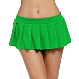 [Foreted] 超ミニスカート 上品 セクシー 短い プリーツスカート レディース 無地 スカート マイクロスカート コスプレ衣装 セクシー 過激 ミニスコート プリーツ 制服 文化祭 忘年会 ステージ ダンス コスチューム(#01E-グリーン,XL)
