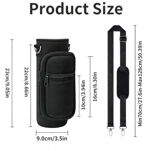 Image of Water Bottle Sling Bag with Storage Pockets & Strap for Hiking Gym Walking | fits 32oz & 40oz water bottles, large wide-mouth jugs compatible, padded adjustable shoulder