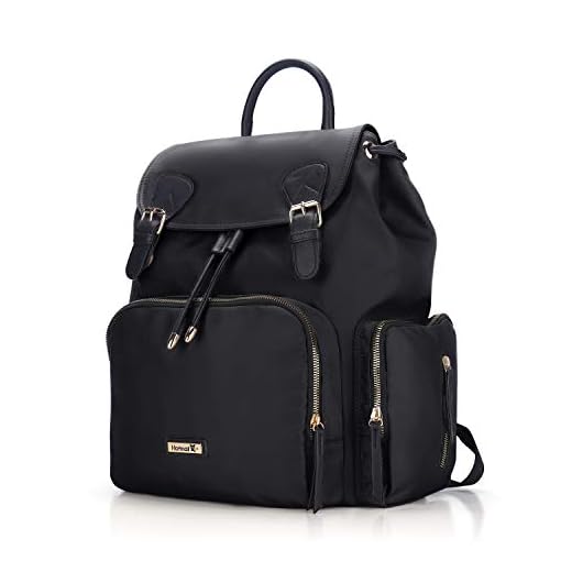 Hafmall Diaper Bag Backpack, Multifunctional Stylish Baby Bag with Stroller Hooks for Boys Girls, Travel Diaper Backpack for Mom Dad, Black Maternity Nappy Bag