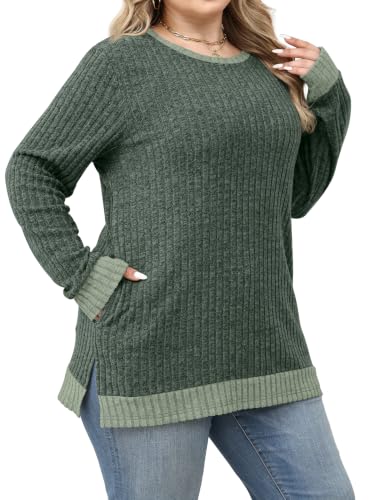 Image of Sampeel Long Sleeve Shirts for Women Tunic Sweaters Fall Fashion Outfits