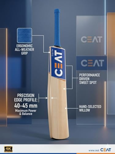 Image of Pro Play Primium English Willow Cricket Bat Special Edition with Full Cane Handle Play for Lather Ball with Bat Cover (CEAT)
