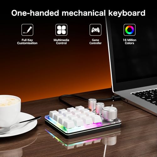 hogtnd Clavier programmable USB à 16 Touches avec 3 Boutons, Conception mécanique hotswap, idéal pour Les Jeux et Le Bureau, Clavier de Bureau Efficace – vue 5