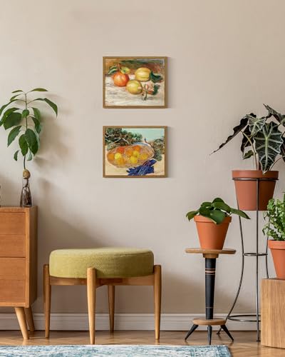 Image of ARPEOTCY Framed Canvas Lemons Wall Art, Vintage Still Life Art Home Decor, Classical Farmhouse Orange Fruit Oil Painting Wall Decor for Kitchen, Dining Shelf Decorations, 8x10 inch