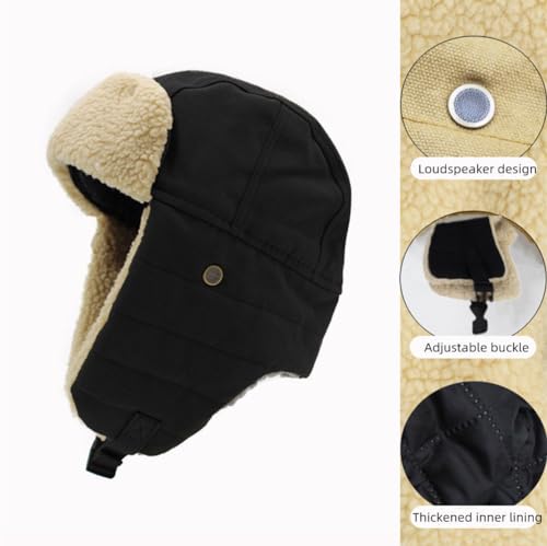 Chapéu caçador de inverno sherpa lã russa Ushanka chapéu com aba de orelha chapéu à prova de vento p