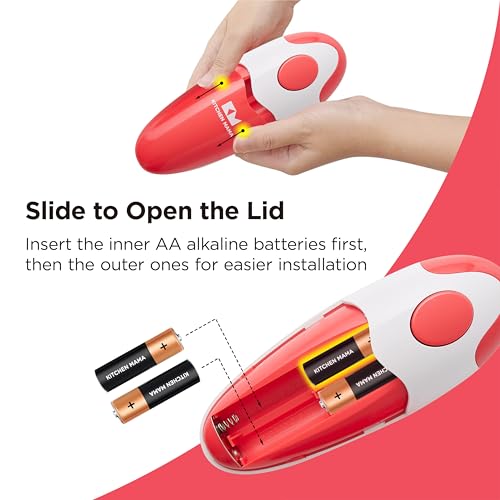 Kitchen Mama Auto Electric Can Opener: Open Your Cans with A Simple Press of Button - Automatic, Hands Free, Smooth Edge, Battery Operated, YES YOU CAN (Red) - Image 6