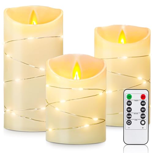 Yinuo Mirror Led Kerzen mit Timerfunktion, Flackernde Flamme, Led...