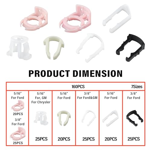 160PCS Car Fuel Line Clips,7 Size Nylon Fuel Line Repair Kit Replacement 3/8" & 5/16" Fuel Line Clamp,Durable Fuel Hose Retainer Clips Compatible with Ford GM Chrysler - Image 3