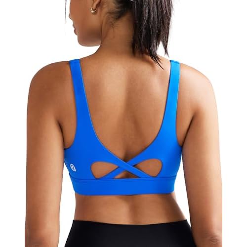 RUNNING GIRL Sports Bra for Women High Support, Molded Cup High Impact Sports Bras with Sewn in Pads Workout Running Bra Bright Blue X-Large