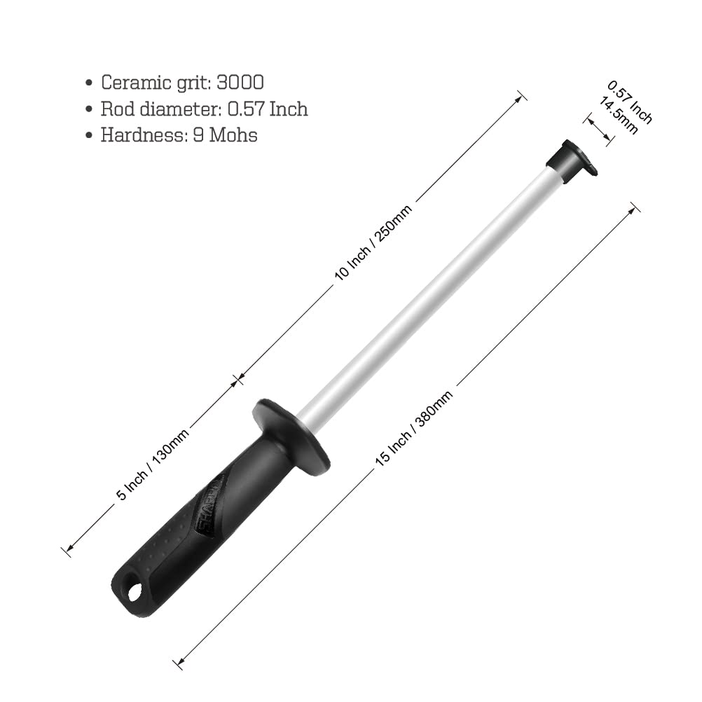 Sharpal, affilatura professionale per affilare coltelli in ceramica, grana 3000, grana 121H, con tappo anti-rottura, 25,7 cm
