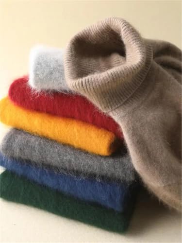 Men's 100 Percent Mink Cashmere Turtleneck Sweater Pullover Classical Casual Solid Loose Korean Popular3