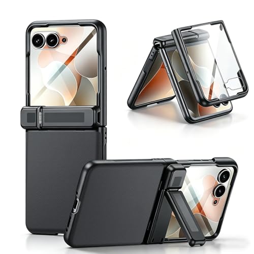 MistWorld ���g���[�� Razr 70Pro/60Pro/50Ultra �Ή� �܂肽���݃X�}�z�P�[�X �q���W���S�ی� �O��ʃv���e�N�^�[��̌^ �L�b�N�X�^���h�t�� �t�@�u���b�N���U�[���J�o�[ �ϏՌ� �S�ʕی� �V���v�� ������� �l�C��ԃ��f�� 