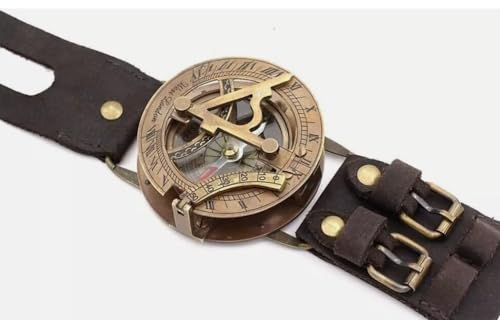 Brújula de navegación estilo steampunk antiguo de latón y reloj de sol, brújula de reloj solar