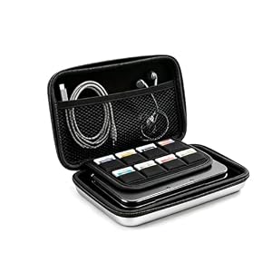 Plyisty Tragetasche für die Neue Konsole 3DS, 3DS XL, 2DS XL und Zubehör, Schützende Hartschalen-Reisetasche, mit Spielefach und Innentasche (Silver)
