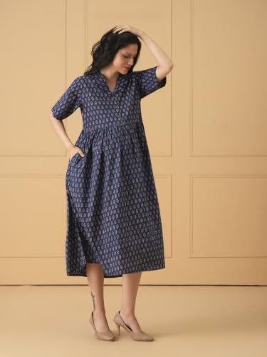 Image of The Mom Store Maternity and Nursing Dress | Pre and Post Pregnancy Dress for Womens | Zipper /Button Opening | Causal Wear | Trendy Stylish Causal Dresses for New Moms