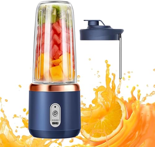 Liquidificador Portátil Mini Mixer 40W 2 Copos 300 ml Ideal para Whey Protein, Batida e Suco (Azul)