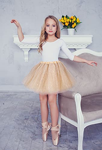 Tutus For Girls Girl's Dress Tulle Tutu Skirt With Sparkling Sequins Gold Tutu For Girls Toddler Tutu, Golden, 2-5 Years #TOP1
