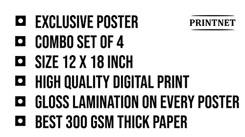 PRINTNET Set of 4 BTS Music Band Large HD Poster, 300GSM Thick Paper, Gloss Laminated (12x18-Inch, Pack of 4, Multicolour)