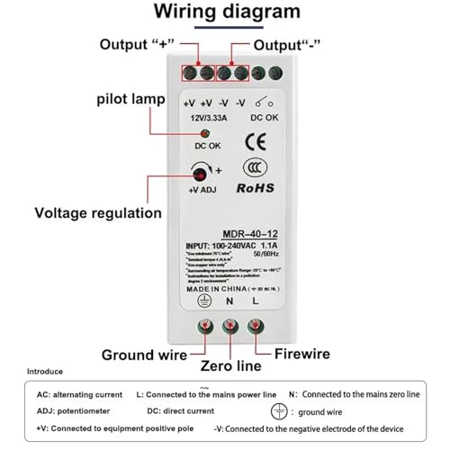 Alimentation AC/DC rail DIN 12V switching power supply industriel MDR-60 - 4