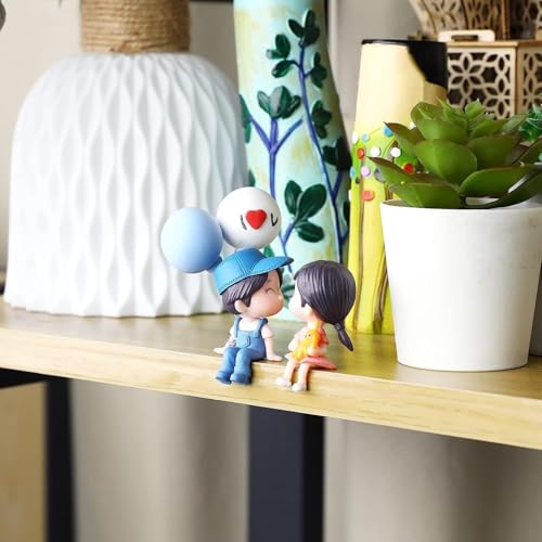 Image of Cute Cartoon Couple Car Dashboard Accessories | Plastic Action Figure Ornament with Balloon | Interior Dashboard Decoration for Car, Home, Office (8 x 4 cm) (Model 1)