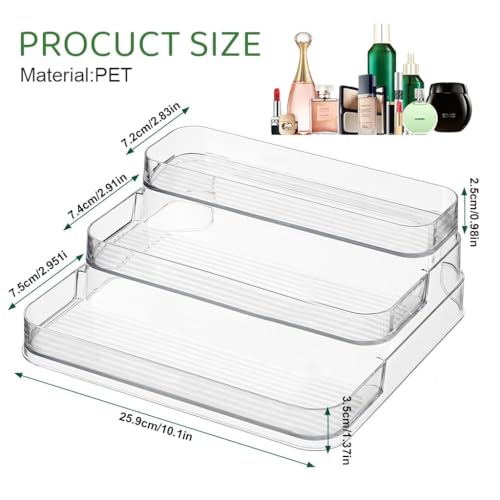 Image of Zollyss 3 Tier Acrylic Perfume Organizer Stand | Clear PET Makeup Display Riser with Protective Fence | Cosmetic Storage Shelf for Vanity, Skincare, Perfume Bottles, Figurines & Collectibles