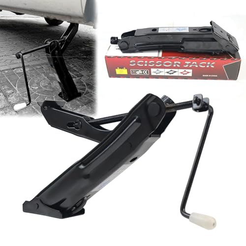 Cric de Voiture Mécanique 1,7T, Manœuvre Manuelle Hauteur sous Caisse 65-390 mm Cric Pliable avec Manivelle Béquille pour Voitures SUV Monospaces et...