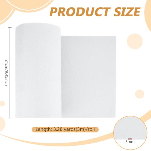 Image of BENECREAT 118x9.45inch Whit-Gray Felt Roll, Non Woven Felt Fabric, Craft Felt Fabric for Patchwork Sewing Decoration Craft DIY, 3mm Thick