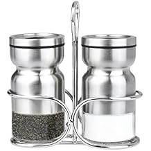Cuisinox Stainless Steel Salt & Pepper Shakers Set, with Caddy, 4" each