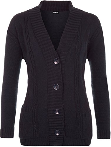 Image of WearAll Plus Size Womens Button Long Sleeve Pocket Top Ladies Knitted Cardigan - 4-22