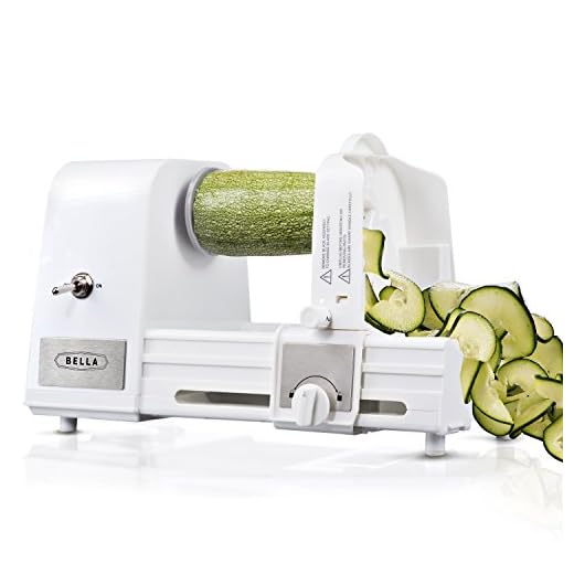 BELLA 4-in-1 Automatic Electric Spiralizer & Slicer, Quickly Prep Healthy Veggie or Fruit Spaghetti, Noodles or Ribbons, Easy To Clean, Recipe Book Included, White