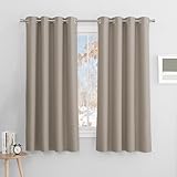 PONY DANCE Tenda Oscurante da Interno Tende Termiche Isolanti per Soggiorno Moderne Curtains Corte con Anelli per Salotto Eleganti 2 Pezzi L 140 x A 160 cm, Sabbia