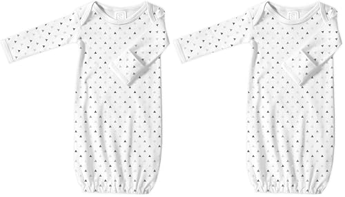 Image of SwaddleDesigns Softest Cotton Baby Pajama Gown with Foldover Mitten Cuffs for Infant Boy and Girl, Newborn, 0-3 Months