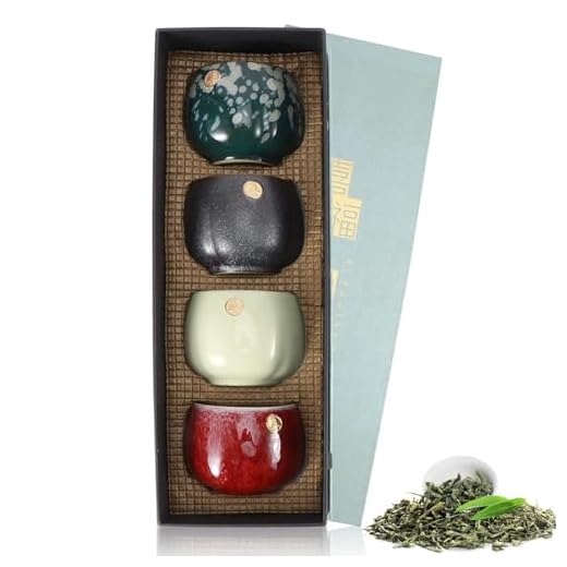 Juego de tazas de té de cerámica de 4 piezas, taza de té pequeña retro de estilo chino/japonés, Juego de utensilios de té de Kung Fu Teaware para la boda de la oficina en casa
