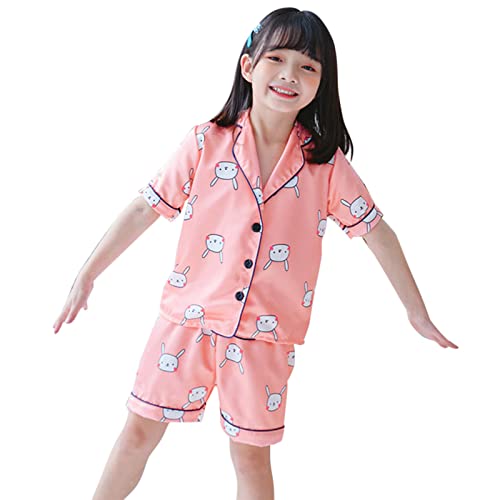 Cotton Pajama for Girls Kids Toddler Boy Girls Clothes Casual Cartoon Prints Short Sleeves Footed Pajamas 4t4