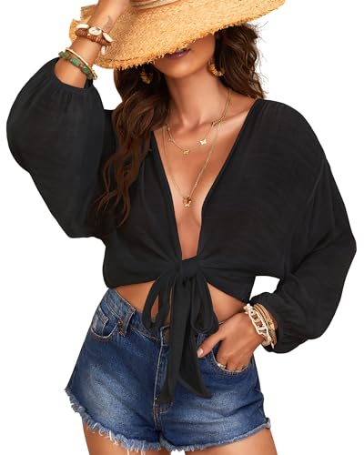 Traje de baño para mujer y camisa de playa suave con túnica protectora de manga larga