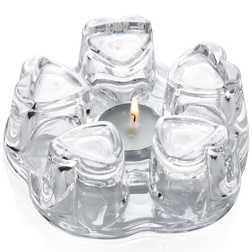 MESNEY Stövchen für Teekanne mit Teelicht, Hitzebeständiges Borosilikatglas, Teewärmer aus gebürstetem Edelstahl für Teekannen und Tassen, 13,5 cm