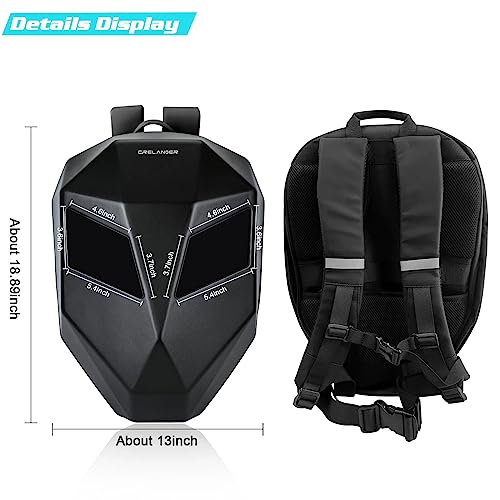 Image of Vagary LED Backpack Laptop Bag Motorcycle Riding Backpack With Hard Shell Travel Bag LED Motorbike Luggage Bags High-Capacity Helmet, Waterproof Backpack Laptop Bag With Programmable Screen