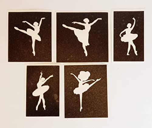 30 x Ballerina stencil per tatuaggi temporanei glitter/aerografo, ballerine e ballerine