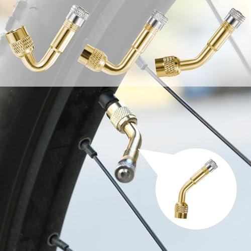 Image of Flexible Tire Valve Extenders 8.25 Inch Universal Valve Stem Extension Valve Adapter with Brass 45 90 135 Degree Valve Stem Extension Adaptor Tool for Bike Motorcycle Car Truck Motorhome Wheel
