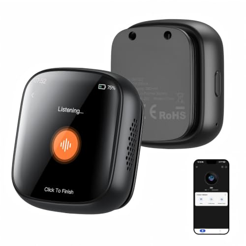 Z02 AI Voice Recorder & Translator Device, Wearable AI Meeting Assistant with 102-Language Real-Time Translation, AI Transcription & Summary, 25H Recording, HD Touchscreen, No Subscription