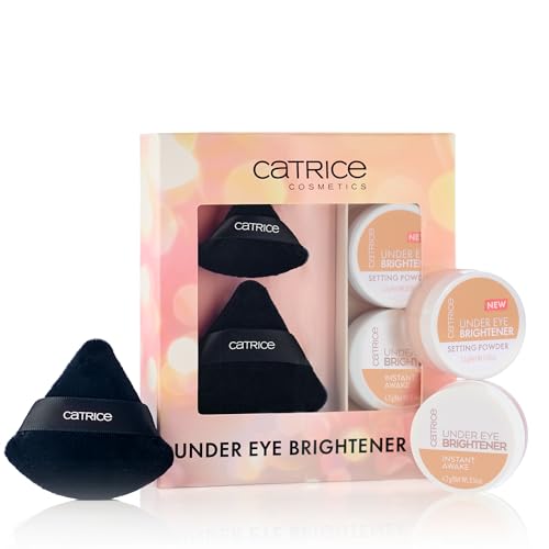 Catrice | Under Eye Brightener & Setting Powder Gift Set in 020 Warm Nude + Magic Perfector Powder Puff Duo | Bright, Smooth & Long-Wear Finish