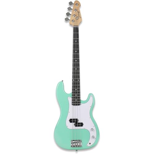 Fojill Full Size Electric Bass Guitar Four 4 String Right Handed with Gig Bag Strap Cable(FPB-50GR)