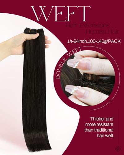 Image of Moresoo Real Human Hair Weft Extensions, Dark Brown, 24 Inch 140g | Flowing real human hair adds graceful length and smooth texture, suited to bridal events, travel and evening hairstyles