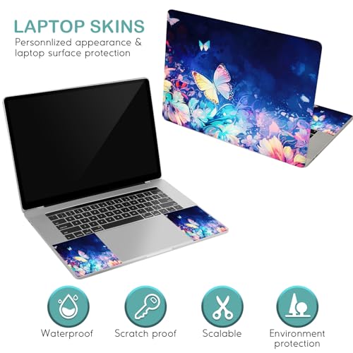 Image of DINKY Laptop Skin Sticker Decal, 12 inch 13 inch 13.3 inch 14 inch 15 inch 15.4 inch 15.6 inch Laptop Universal Reusable Vinyl Skin Stickers Cover Art Decal Notebook PC Personalized Protector-Butterflies